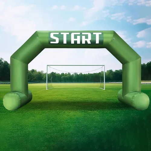 Miniatura 8 de Arco inflable de 20 pies de línea de acabado verde con potente soplador, arco inflable hexagonal al aire libre para carreras de 5 K, fiesta