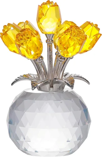 Miniatura 7 de Figura de cristal de rosa azul lago con jarrón, ramo de flores, adorno de regalo para esposa, novia, mujer, flor de cristal hecha a mano, decoración