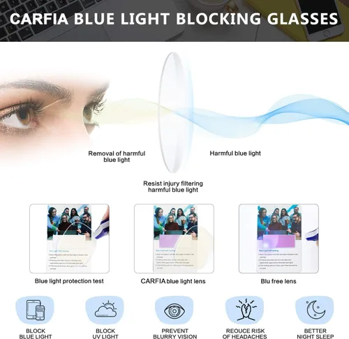 Miniatura 4 de CARFIA Cateye Womens Blue Light Blocking Glasses CA6205