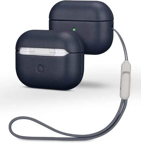 Miniatura 19 de Lopie Funda de piel para AirPods Pro de 2ª generación, azul cian, funda protectora totalmente envuelta con piel de cordero, protección de 360