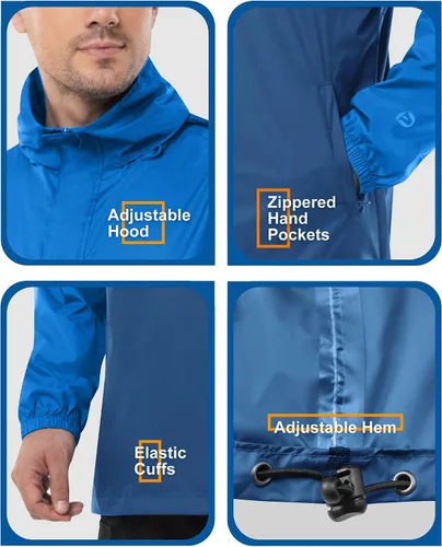 Miniatura 37 de Outdoor Ventures Chaqueta de lluvia para hombre, impermeable, ligera, plegable, para senderismo, golf, correr