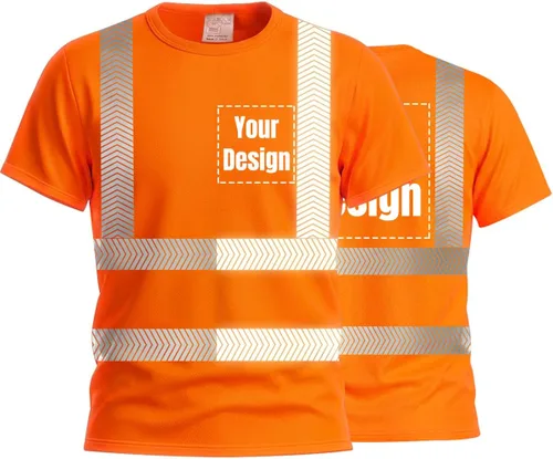 Miniatura 32 de Camiseta Hi Vis con tira reflectante de alta visibilidad, camisetas de seguridad personalizadas para tu logotipo, camisas de trabajo al aire libre