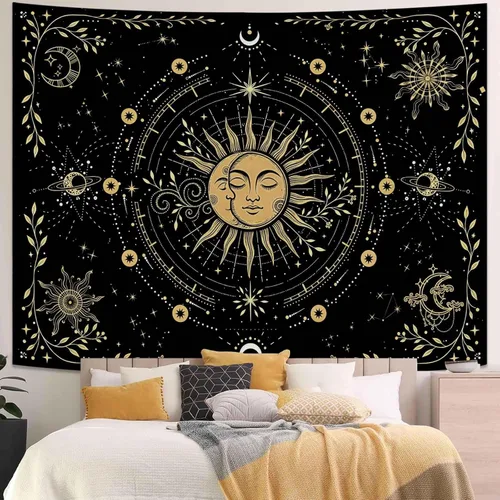 Miniatura 24 de Kanuyee Tapiz Floral de Luna Tapiz de Flores para Dormitorio Tapices Bohemios para Colgar en la Pared Estético para Dormitorio y Sala de Estar Luna