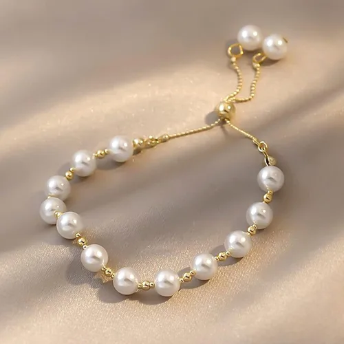 Miniatura 6 de Long tiantian Pulsera de perlas para mujer, ajustable, con perlas sintéticas, auténticas, delicadas, para adolescentes y niñas