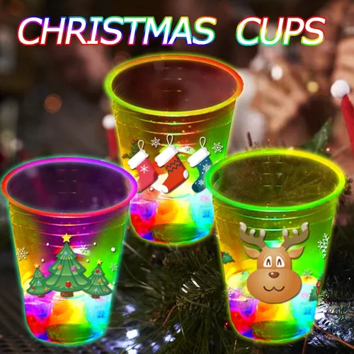 Miniatura 6 de mishunyus 24 piezas de tazas para fiesta de Navidad, tazas temáticas de Navidad con brillo, para suministros de fiesta de Navidad, para diversión