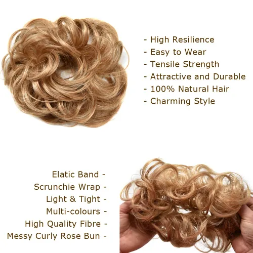 Miniatura 4 de Extensiones de cabello sintético ondulado estilo francés para mujer (#R18/22, castaño ceniza claro y castaño caoba)
