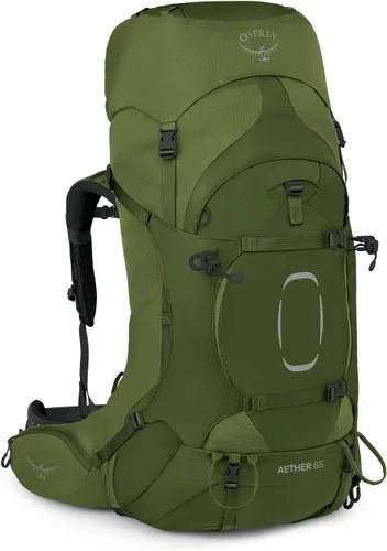 Osprey Aether 65L Mochila de mochilero para hombre, color verde mostaza ajo, S/M, ajuste extendido Ajo Mostaza Verde
