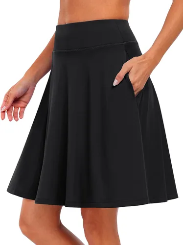ANRABESS Faldas hasta la rodilla para mujer con bolsillos, cintura alta, para golf, tenis, viajes, pantalones cortos integrados
