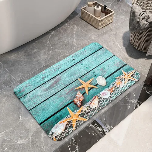 Miniatura 10 de LYFANS Alfombras de baño de espuma de esponja absorbente suave para baño y cocina (47 x 18 pulgadas), tapete de franela antideslizante brillante