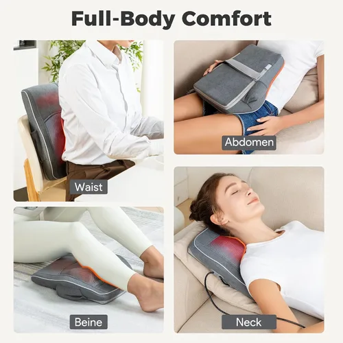 Miniatura 8 de Brelley Almohada Masajeadora Shiatsu para Cuello y Espalda con Calor, Masaje de Amasamiento de Tejido Profundo, Masajeadores Eléctricos con Cabeza