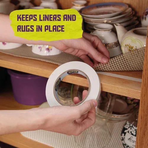 Miniatura 3 de ATack Cinta de doble cara blanca, 2 pulgadas x 10 yardas, cinta de tela de pared autoadhesiva de doble cara resistente para plantillas de madera