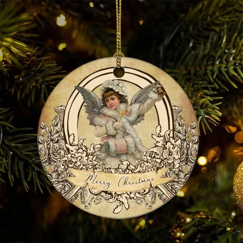 Cheyan Retro Christmas Theme Christmas Ornament, Christmas Tree Ornament for Christmas Home Decor Childs Porcelain Ornament Xmas Hanging Ornament