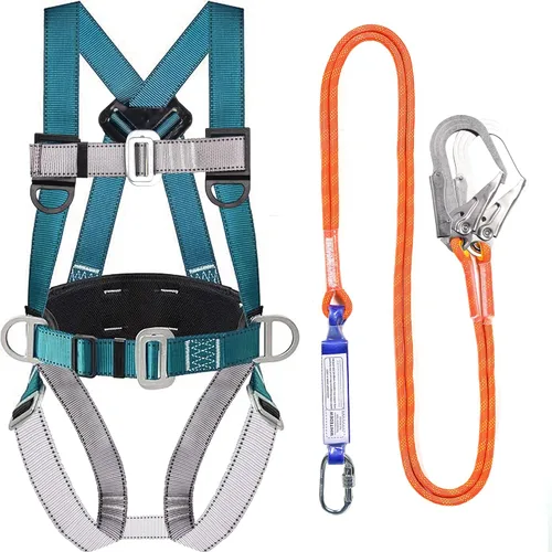 Kit de protección contra caídas de arnés de seguridad con cordón de absorción de golpes, arneses de trabajo para techos, arnés de seguridad de