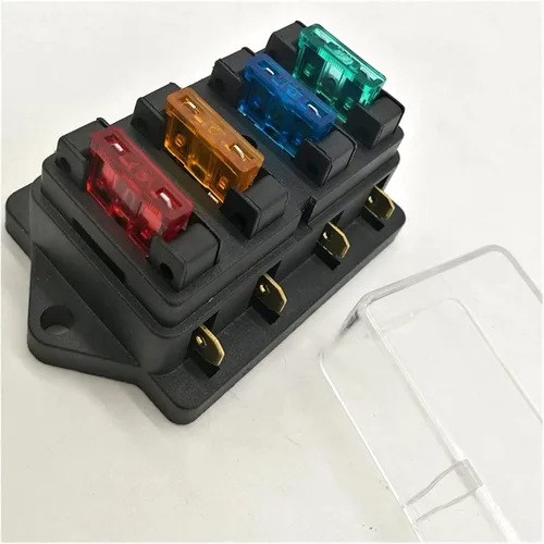 12V/24V 4 vías 5 vías auto hoja caja de fusibles titular circuito estándar ATO + fusible de hoja libre (color : soporte de fusible ATO 4 vías)
