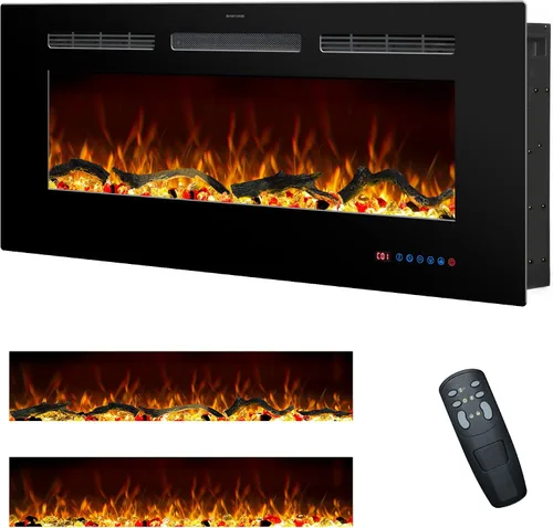 Miniatura 11 de Insertos de chimenea eléctrica de 30 pulgadas, calentador de chimenea empotrado y montado en la pared para uso en interiores con control remoto, 13