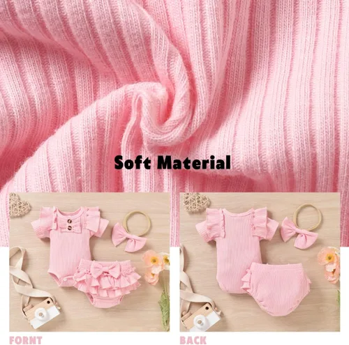 Miniatura 26 de Aalizzwell Body de manga corta para bebé niña con pantalones cortos acanalados
