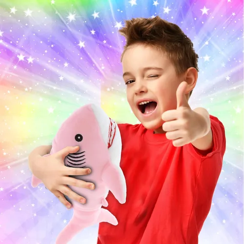 Miniatura 2 de DolliBu Peluche suave de tiburón rosa para bebé, peluche de tiburón de peluche para niños y niñas, juguetes de animales marinos y regalos