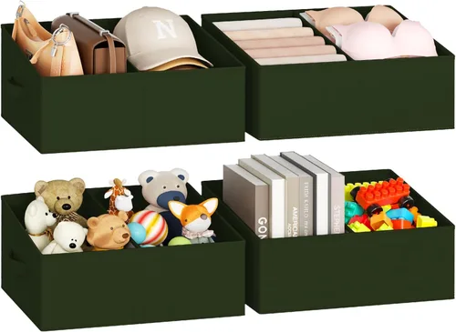 Miniatura 29 de DIMJ Contenedores de almacenamiento trapezoidales para ropa, 4 paquetes organizadores de armario y cestas de almacenamiento, cestas plegables