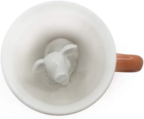 Miniatura 3 de Creature Cups - Taza de cerámica CEBRA (11 onzas, exterior color melocotón) - Taza con animal 3D oculto en su interior que emerge mientras bebes