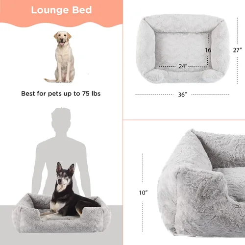 Miniatura 5 de Best Friends by Sheri Lux Lounge Bed - Cama calmante de piel sintética para perro, gris, mediano, 30 x 20 pulgadas