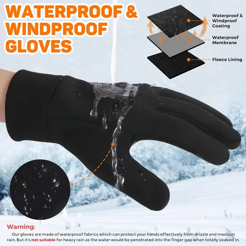 Miniatura 2 de AURUZA Guantes de invierno para hombres, guantes de ciclismo resistentes al viento para clima frío para hombres, guantes de correr al aire libre