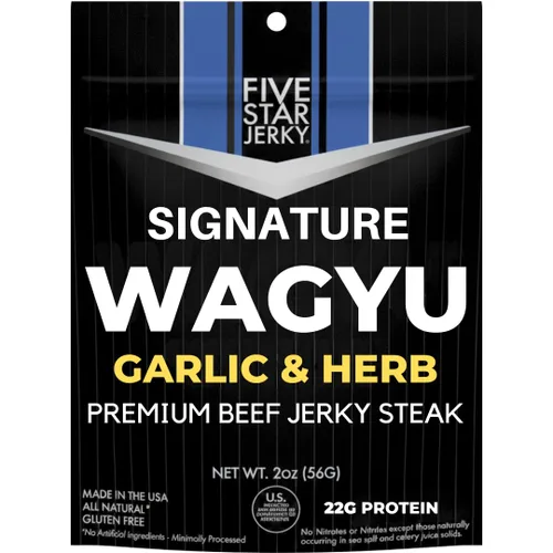 Miniatura 10 de Five Star Wagyu Beef Jerky - Ajo y Hierba + Pimienta Variedad Paquete de 2 (4 onzas)