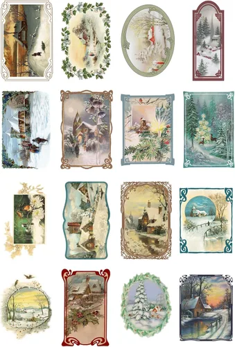 Miniatura 6 de Decoupage - Paquete de papel (21 hojas de 6 x 8 pulgadas), escenas navideñas FLONZ de estilo vintage para decoupage, manualidades y álbumes