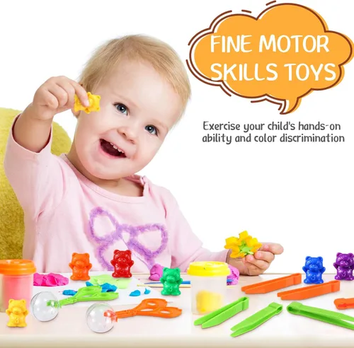 Miniatura 5 de 74 piezas de osos de clasificación de conteo, herramientas sensoriales para habilidades motoras finas, práctico juego de cucharas incluye 60 bonitos