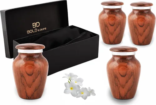 Miniatura 11 de BOLD & DIVINE Urna de recuerdo con textura de madera Urna conmemorativa de cenizas humanas, de entierro, urnas de cremación funerarias