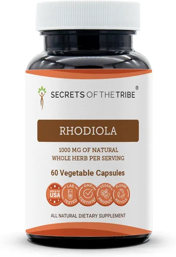 Secrets of the Tribe Rhodiola 60 Cápsulas, 1000 mg, Rhodiola (Rhodiola Rosea) Raíz Seca (60 Cápsulas)