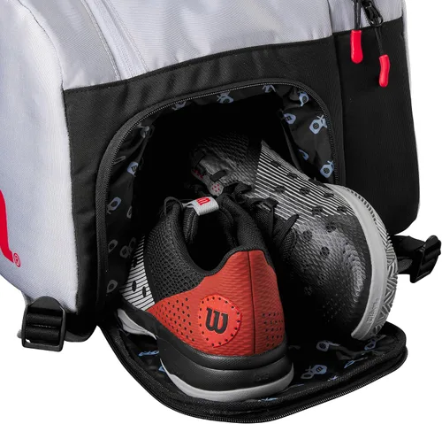 Miniatura 4 de WILSON Super Tour - Bolsa de pickleball con capacidad para hasta 3 paletas, gris/rojo/negro