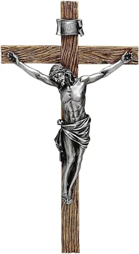 Joseph's Studio by Roman Inc., Colección de cruces y crucifijos, crucifijo de plata antigua de 8.25 pulgadas de alto, estatua religiosa, decoración