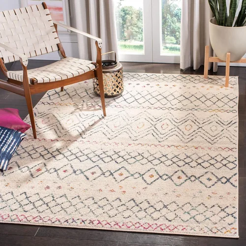 Miniatura 46 de SAFAVIEH Madison Collection - Alfombra decorativa de 2 x 3 pies, color marfil y carbón, diseño marroquí bohemio envejecido, no desprende pelusa
