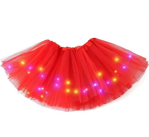 Faldas de tutú LED para mujer, falda de tul con capas para baile de ballet, faldas iluminadas para disfraz de fiesta
