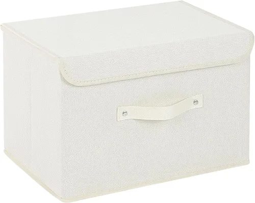 Miniatura 30 de Cajas de almacenamiento, contenedores de almacenamiento plegables con tapas, cestas de almacenamiento de tela de algodón y lino con asa