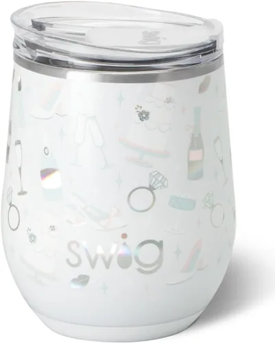 Miniatura 44 de Swig Life Vaso de vino de 12 onzas con tapa, acero inoxidable, apto para lavavajillas, portátil, triple aislamiento (todos los americanos)