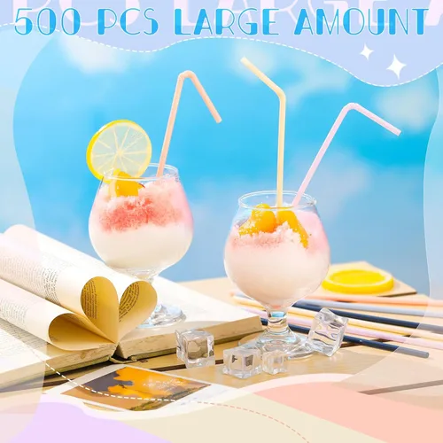 Miniatura 3 de Hushee 500 pajitas de plástico desechables a granel coloridas pajitas de plástico pastel desechables de plástico para bebidas diarias de jugo de 7.9