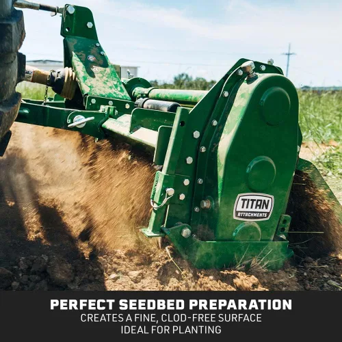 Miniatura 5 de Titan Attachments enganche de 3 puntos, accesorio de cultivador rotativo de 48" para tractores Cat 1, acabado en carbón, cultivador impulsado por