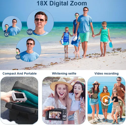 Miniatura 5 de Zopsc Cámara digital 4K de Vlog de 48 MP, enfoque automático de 48 MP, cámaras de zoom digital 18X para Vedio, pantalla abatible de 3 pulgadas