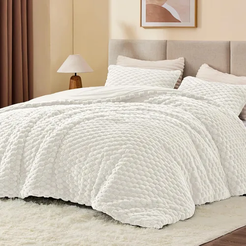 Miniatura 31 de BEDELITE Juego de Edredón Esponjoso Twin - Edredón Suave de Vellón Beige para Cama Twin, Juego de Ropa de Cama Lujoso y Cálido para Invierno, Juego