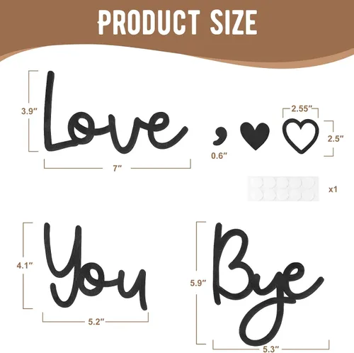 Miniatura 2 de Dripykiaa Letrero de Madera Love You Bye Decoración para el Hogar Decoración Boho Decoración de Pared Expresa Amor y Calidez para tu Familia y Seres