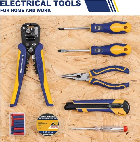 Miniatura 2 de haisstronica Juego de herramientas para pelar cables 8 EN 1 autoajustable, juego de herramientas profesionales para electricistas, alicates de punta