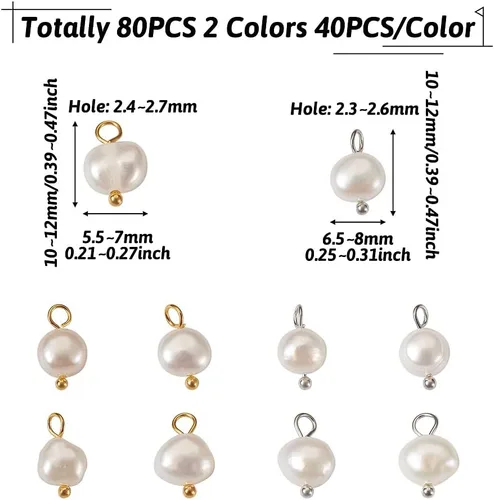 Miniatura 2 de Colgantes de perlas de agua dulce cultivadas naturales mezcladas teñidas perlas reales colgantes para pendientes, collares, pulseras joyería