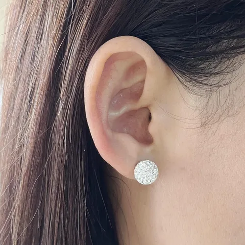 Miniatura 4 de Aretes de tuerca de plata fina 925 con bola de cristal 8 mm 10 mm
