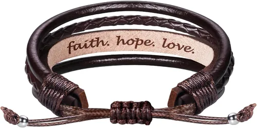 Miniatura 29 de Regalos del día del padre para papá, marido, pulsera de cuero para hombres, él, novio, hijo, ajustable, marrón, pulsera de cuero para hombre