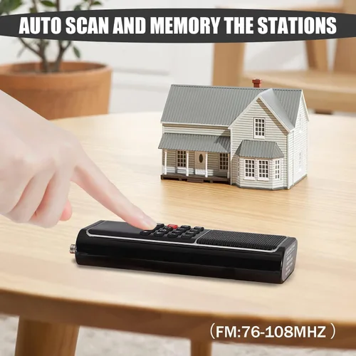 Miniatura 10 de Leting Radio portátil con altavoz MP3, radios FM portátil, soporte de radio FM, tarjeta TF/USB/grabación de música, mini radio con batería Negro