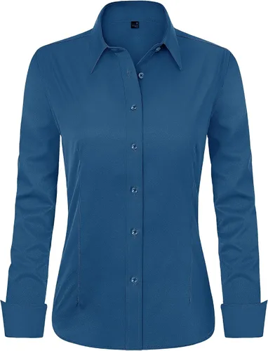 Miniatura 8 de J.VER - Camisas de vestir para mujer, diseño de manga larga, con botones, antiarrugas, blusa de trabajo unicolor