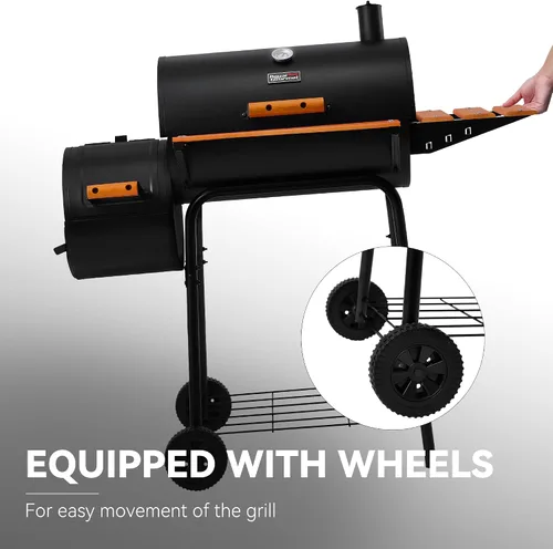 Miniatura 10 de Royal Gourmet CC1624W - Parrilla de carbón de barril con ahumador desplazado, área de cocción de 552 pulgadas cuadradas, estante frontal y lateral