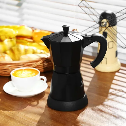 Miniatura 7 de Olla de Café Lemosae 6 Tazas Eléctrica Cafetera de Espresso Italiana Moka 300ml Portátil de Aluminio con Base Desmontable, Regalo para Hogar y Viaje