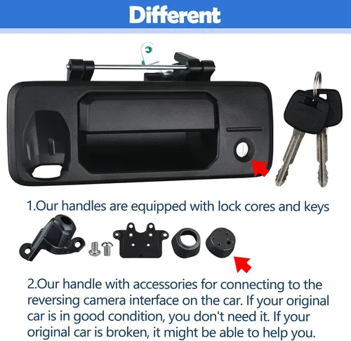 Miniatura 4 de Osompar Manija de cierre con llave para puerta trasera compatible con Toyota Tundra 2014-2021 Toyota Tacoma 2016-2021 con cámara trasera, textura
